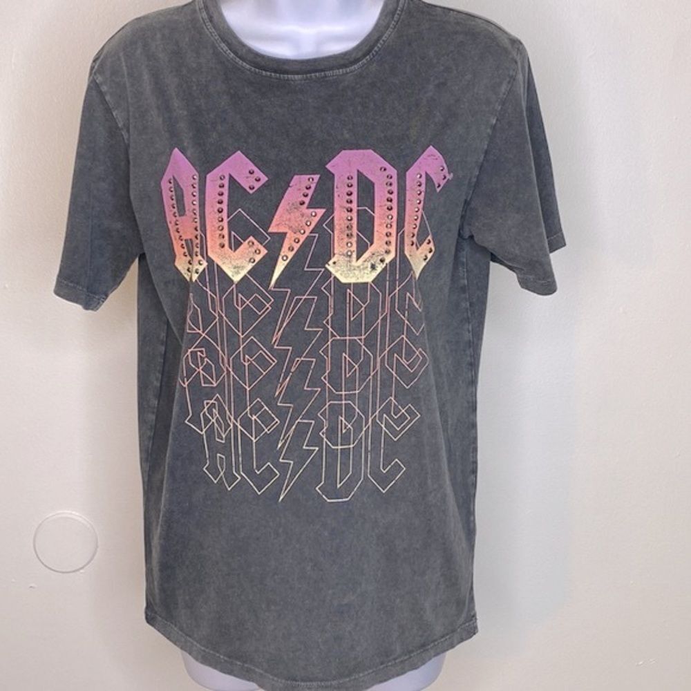 NEW…Charcoal/Pink ACDC t-shirt size XS (extra small) from STRADIVARIUS